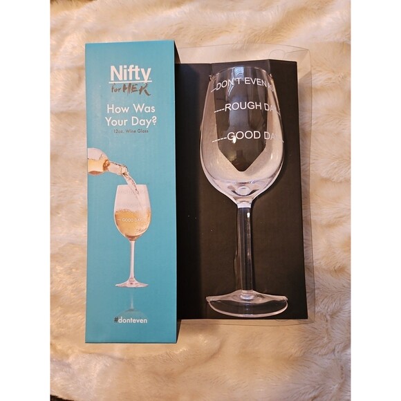 Nifty For Her Wine Glass Don't Even Ask, Rough Day, Good Day Stemmed 12 Oz New - Picture 1 of 3